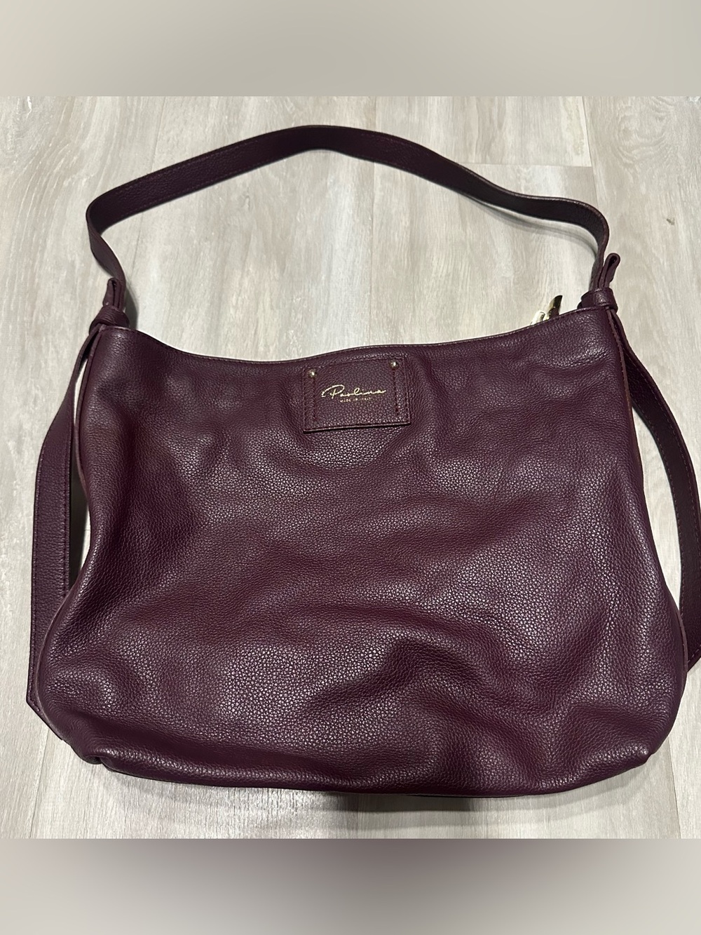 Paolina Made in Italy Burgundy Maroon Leather Tote Bag Purse